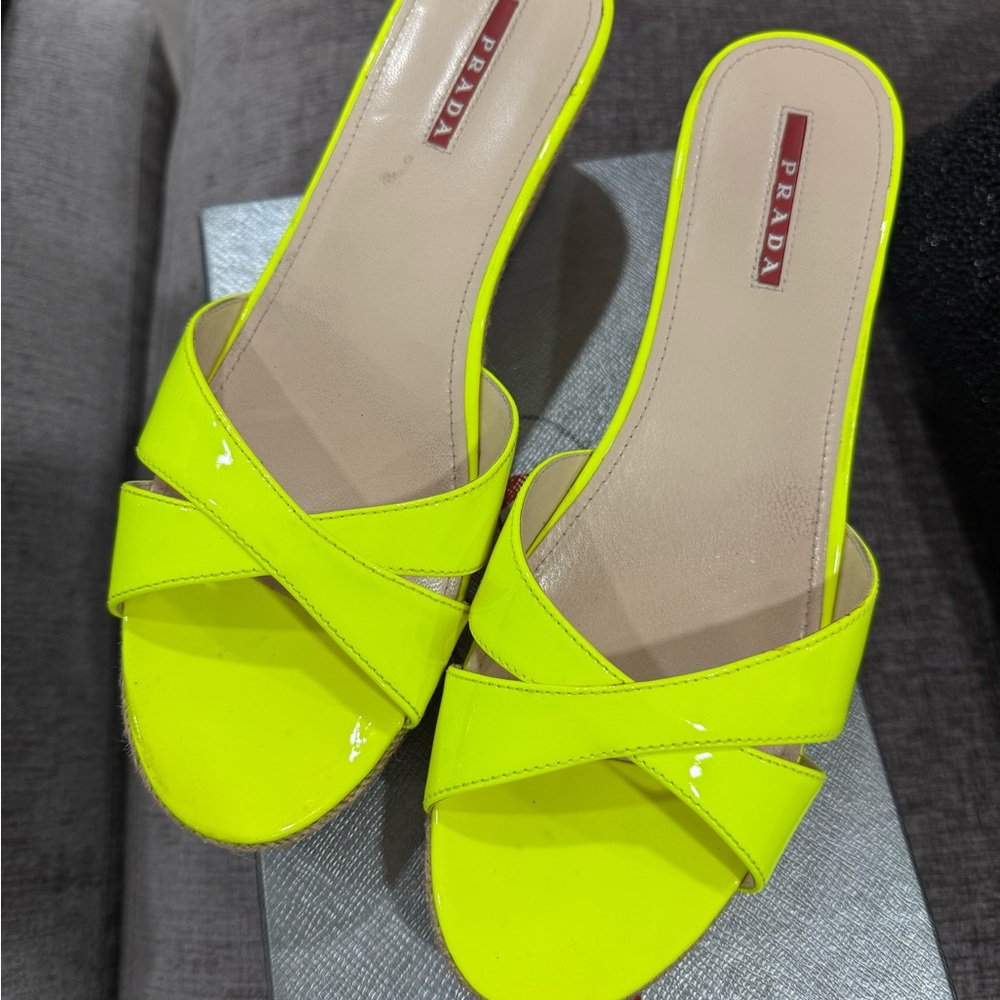 Prada Women's Bright Yellow Slide Sandals